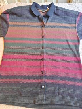 Vintage 80s 90s Pasta Striped Long Sleeve Button Down Shirt size Large